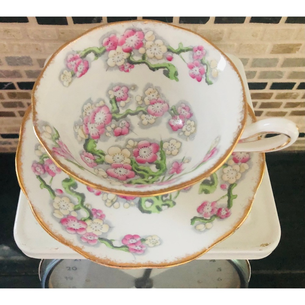 Royal‎ Albert May Blossom Tea Cup Bone China England Floral Pattern Gold Rim